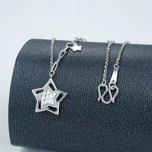 Kettingen Echte pure platina 950 vrouwen Lucky Hollow Star O Square Cable Link Chain ketting 4.6-4.7G