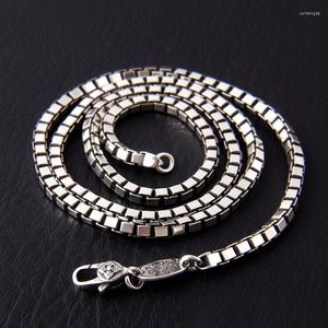 Kettingen Echte pure S925 Sterling Silver Chain Hip Hop Men Gift Lucky Vajra Mantra 3,5 mm Box Link ketting 45-70cm
