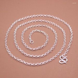 Kettingen Echte pure S999 Sterling Silver Chain Women 2,8 mm Rolo kabelverbinding ketting 7-8 g / 60 cm