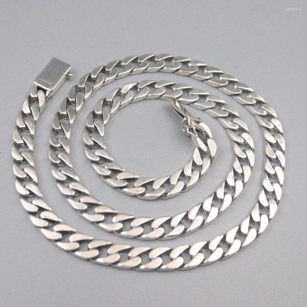 Cadenas Collar de plata real 925 para hombres Curb Cuban Chain 7mm Link Boyfriend Gift 20inchL