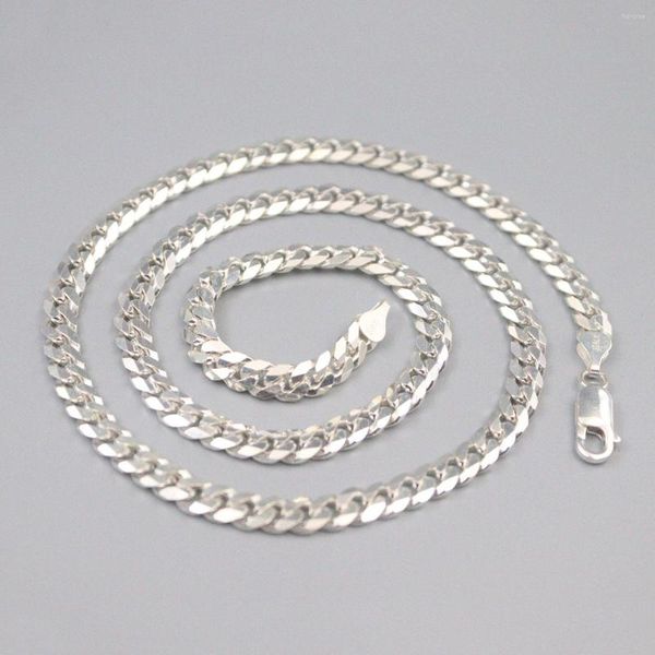 Chaînes en argent véritable 925 collier pour hommes chaîne gourmette solide 5.5mm bijoux dominateurs petit ami cadeau 20 pouces L