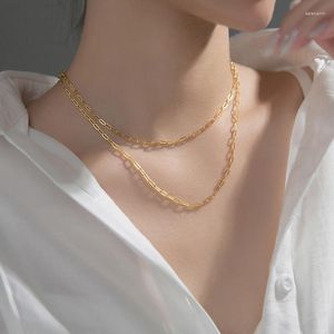 Chaînes Collier en argent véritable 925 pour femmes, chaîne en or sur le cou, bijoux ras du cou, cadeau d'anniversaire pour fille, NLS009