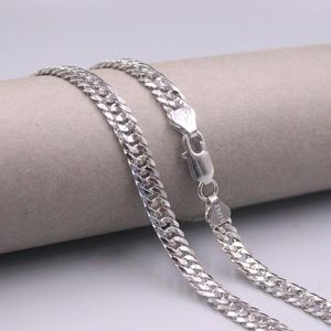 Kettingen Echt zilver 925 ketting voor vrouwen mannen Big Curb Chain 6mmw retro sieraden trui 50cml