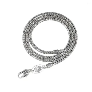 Cadenas Real Solid 925 Cadena de plata esterlina Hombres Mujeres Collar trenzado de cola de zatio afortunado 21 g/50 cm