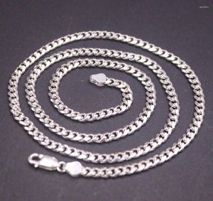 Chaînes véritable solide 925 chaîne en argent sterling hommes femmes 4mm gourmette collier à maillons cubains 43g / 54cm