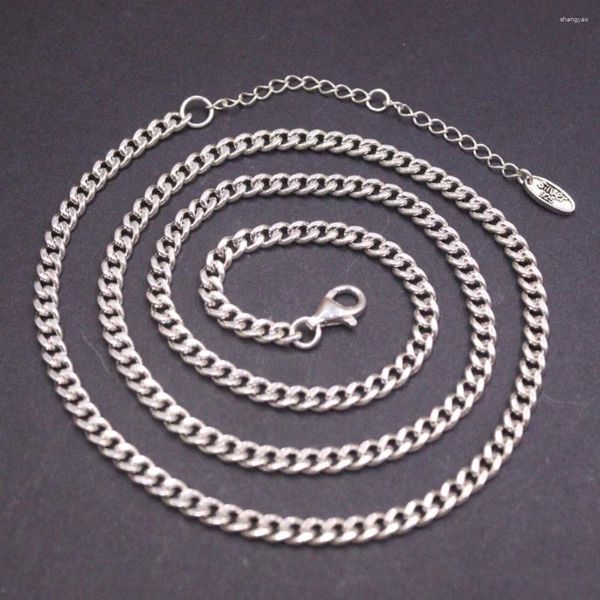 Chaînes Véritable solide 925 Sterling Silver Chain Hommes Femmes Lucky 4mm Cubain Curb Link Collier réglable 22g