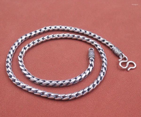 Cadenas Real Sólido 925 Cadena de plata esterlina Hombres Mujeres 5 mm Collar de cuerda trenzada de trigo 52 g / 50 cm