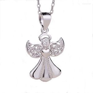 Kettingen Echt solide 925 Sterling Silver Handmade Pave Crystal Guardian Angel hanger of ketting sieraden