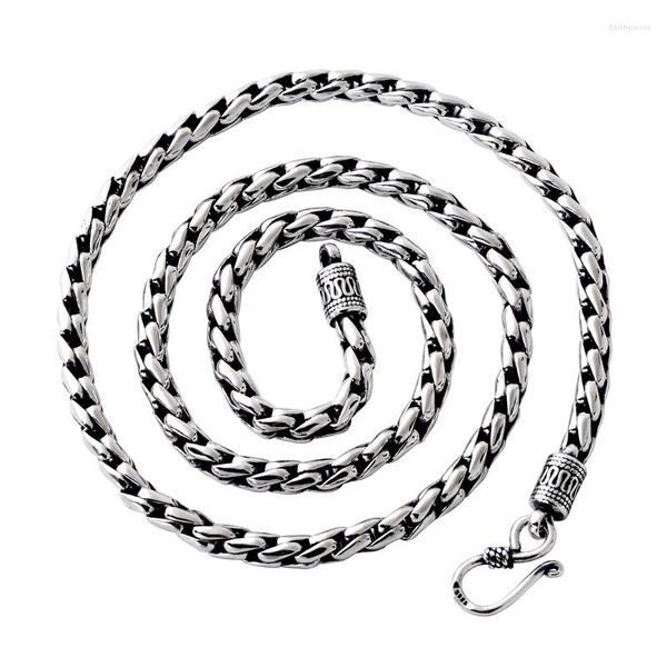 Cadenas Real Sólido S925 Collar de plata esterlina para hombres Personalidad retro Joyería clásica simple 5 mm Cuerda tejida a mano