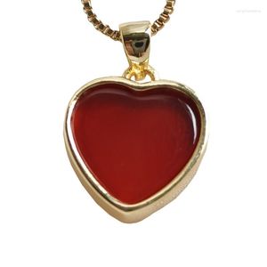Ketens rode agatel harten hanger ketting koperen legering vergulde 18k gouden ketting voor vrouwen verklaring fijn hart sieraden