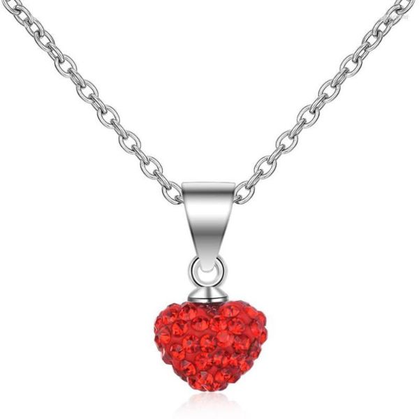 Cadenas colgantes de cristal en forma de corazón rojo collares para mujer tendencia gargantilla de cadena de clavícula corta joyería SAN73