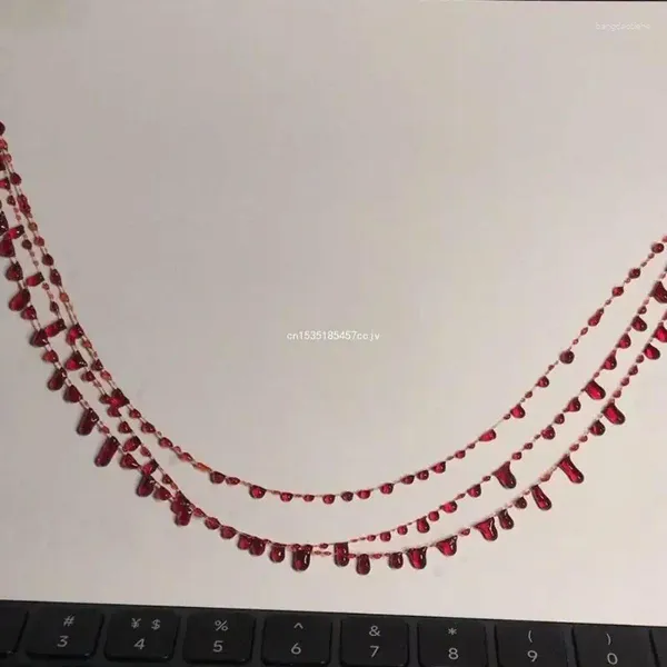 Chaînes en résine rouge, collier goutte de sang, pendentif unique, chaîne de clavicule, bijoux, livraison directe