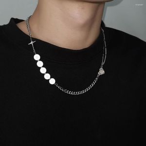Cadenas Collar de perlas reflectante Cadena asimétrica Cruz Hombres y mujeres Hip Hop Rock Clavícula Joyería