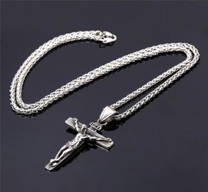 Chaînes Religieux Jésus Croix Collier Pour Hommes Or En Acier Inoxydable Crucifix Pendentif Avec Chaîne Colliers Mâle Bijoux Cadeau6875289