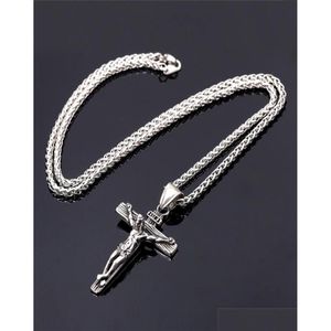 Cadenas Religiosas Jesús Cruz Collar Para Hombres Oro Crucifijo de Acero Inoxidable Colgante Con Cadena Collares Joyería Masculina Gift8657937 Dr Dhgva