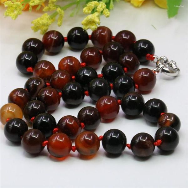 Chaînes Religieux Style Vintage Pierre Naturelle Brun Rêve Agates Perles Rondes 8/10/12mm Femmes Bijoux Collier Cadeau Chaîne 18 pouces Y768