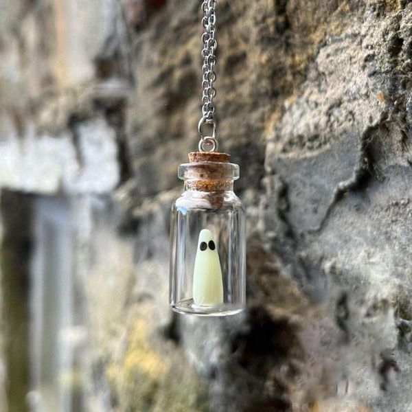 Chaînes Résine Tiny Ghost In A Bottle Collier Verre The Adopt Jewelry Glow Pendentif Pour Femmes