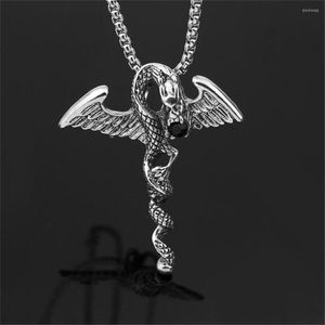 Chaînes rétro double face géométrique crâne dragon collier pour hommes hip hop punk locomotive pendentif accessoire cadeau en gros