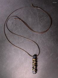 Chaînes Rétro Bijoux Faits À La Main Autour De Cuivre Ébène Collier Casual Street Personnalité Texture Pendentif Pour Homme