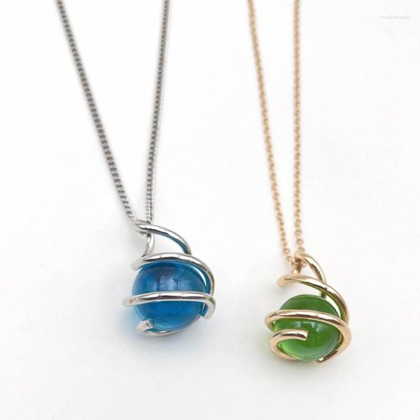Chaînes rétro collier rond guérison chandail chaîne Unique boule de cristal pour femmes fille adolescent anniversaire bijoux livraison directe