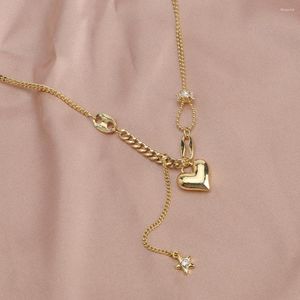 Chaînes rétro doux étoile cristal élégant pour les filles style coréen collier gland femme clavicule tour de cou pêche coeur