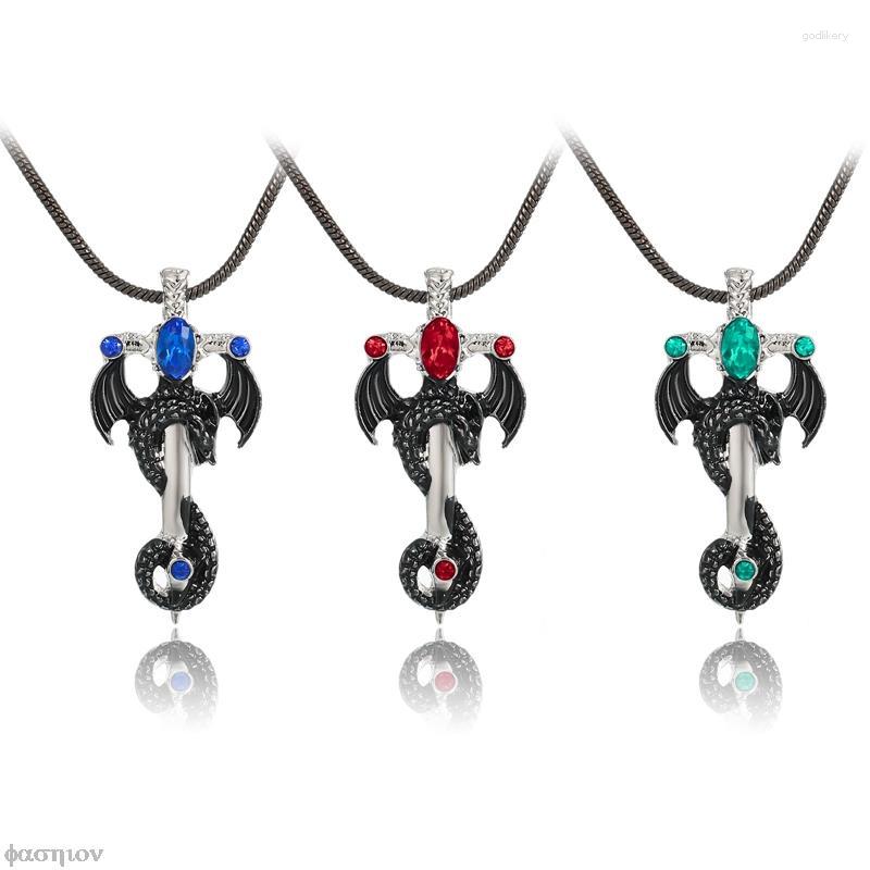 Ketens retro viking pterodactyl heilige zwaard vorm hanger ketting ketting heren metaal glijdende draak feest sieraden vintage