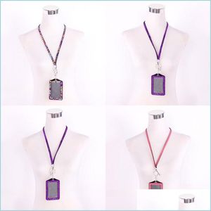 Ketens Rhinestone Crystal Card ID Badge Holder met lanyard touw bling verticale business case kantoor papelaria benodigdheden 941 b3 drop dhe1q