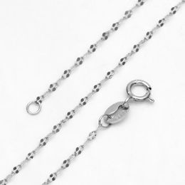 Cadenas Collar de plata esterlina chapada en rodio Cadena ovalada plana delicada 1.5 mm 18 pulgadas Listo para usar (CY-029)