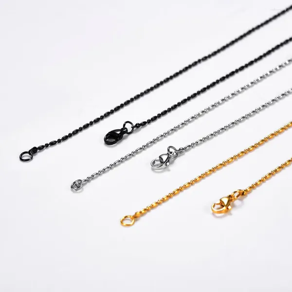 Chaînes de riz et de perles de billes Collier de chaîne de lien pour hommes femmes pendentif accessoire en acier inoxydable 18-30 en 1.5mm