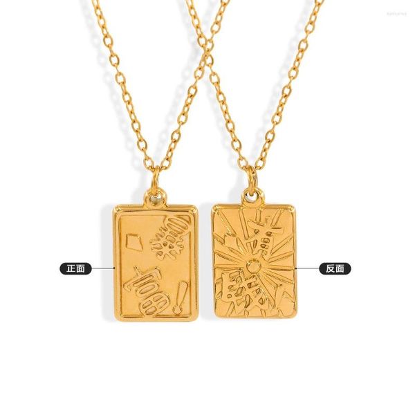 Cadenas Rich Money Lucky Square colgante obtener collar de acero inoxidable regalo exquisito de las mujeres de los hombres impermeable clásico FashionJewelry