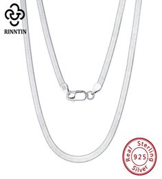 Chaines Rinntin 925 STERLING Silver Unique Solid 3 mm Flexible Flat Herringbone Neck Chain pour femmes hommes Punk Blade Collier Jewelry5476871