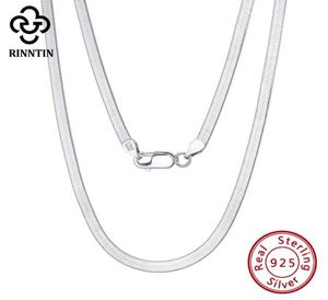 Chaines Rinntin 925 Silver Sterling Unique Solide Solide 3 mm Flexible Flat Herringbone Neck Chain pour femmes hommes Punk Blade Collier Jewelry2288066