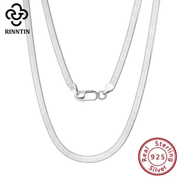 Chaines Rinntin 925 Silver Sterling Unique Solide Solide 3 mm Flexible Flat Herringbone Neck Chain pour femmes hommes Punk Blade Collier Bijoux8613821