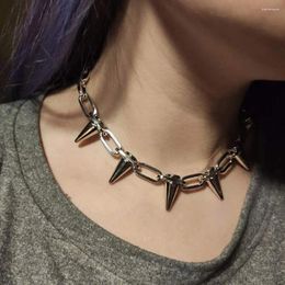 Chaines Rivet Chokers Colliers pour femmes hommes Punk Goth Choker Black Spike Collier Rock Gothic Chain Chocker State Bijoux Cadeaux