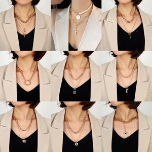 Kettingen Rock Dikke Ketting Kettingen Voor Vrouwen Mannen Geometrische Multilayer Punk Hangers Set Mode Choker Sieraden Gift 2023