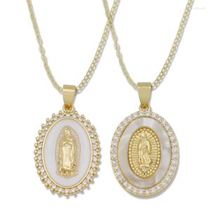 Cadenas rodantes Piedra de ópalo Collar de la Virgen María para la protección Joyería católica escapular CZ Amuleto Colgante Virgen De Guadalupe