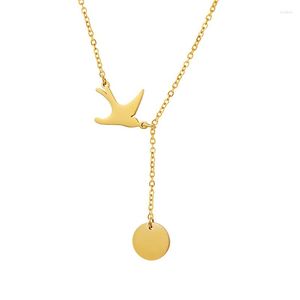 Chaînes Ropuhov 2023 Design métal filles disque titane oiseau pendentif rond Colorfast collier bijoux cadeau pour les femmes