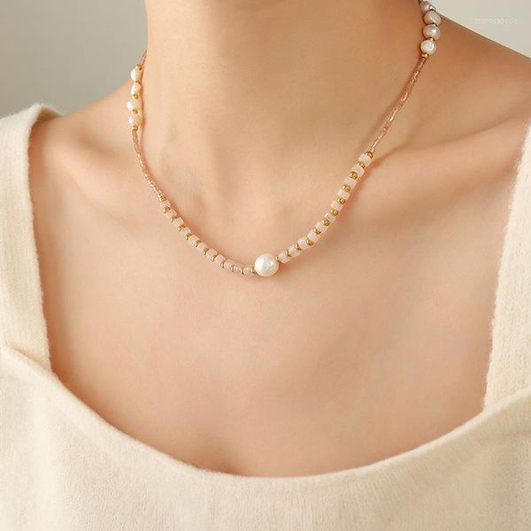 Chaînes ROPUHOV 2023 perles de verre en pierre naturelle perles d'eau douce multiples épissage pendentifs colliers ornements cadeau pour les femmes