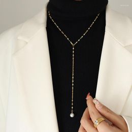 Ketten Ropuhov 2023 Persönlichkeit verblasst nicht Nachahmung Perle Fisch Mund Kette Design Quaste Halskette Titan Stahl Geschenk für Frauen