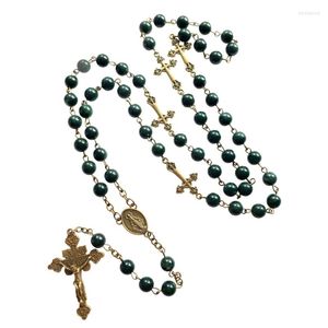 Chaînes Chapelet Perles Collier Imitation Perle Crucifix Croix Pendentif Catholique Bijoux Première Sainte Communion Cadeau