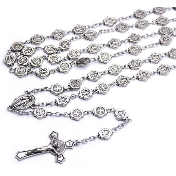 Cadenas Rosario Collar para hombres Mujeres Aleación Oración Grano Cadena Crucifijo Cruz Catholi