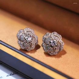 Chaînes Rose Fleur Collier Boucles D'oreilles Ensembles Pour Femmes Fine Jewelry Wedding Party 925Sterling Silver Avec Cubic Zircon