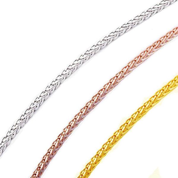 Chaines Collier de chaîne en or rose (AU750) pour les femmes Engagement Trois couleurs fines Chopin Pendant 16 pouces ou 18
