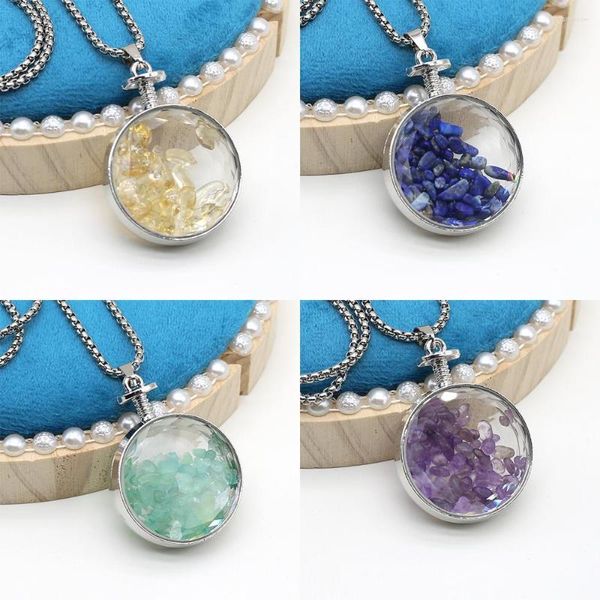 Chaînes rondes souhaitant bouteille collier pendentif pendule cristal naturel pierre concassée artisanat bonne chance pendentifs bijoux accessoires bricolage