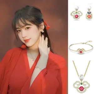 Chains S Hoogwaardige Sieraden Mode Nieuwe Trend All-Match Ruyi Xiangyun Ketting Oorbellen Set Om Het Temperament Te Verbeteren