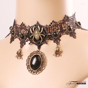 Chaînes S2023 araignée crâne mode collier en cuir pour femmes Vintage Sexy dentelle tour de cou avec pendentifs gothique fille cou bijoux