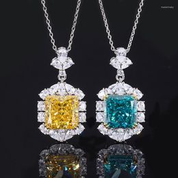 Ketens S925 Volledige lichaam Silver Simulatie Kleur Schat Type Hoge koolstof Diamant Redian Cutter Square Pendant Stone 13