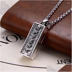 Chaînes S925 Pure Sier Ancient Thai Six Words Wave Collier Harmonica Pendentif Hommes Drop Delivery Bijoux Colliers Pendentifs Dhgarden Dh1Uu