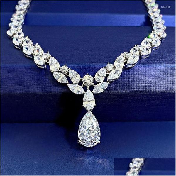 Chaînes S925 Sier Hero Set 11 18 Coupe en forme de poire en forme de goutte d'eau Collier en direct Vente 43cm Livraison Bijoux Colliers Pendentifs DH19K