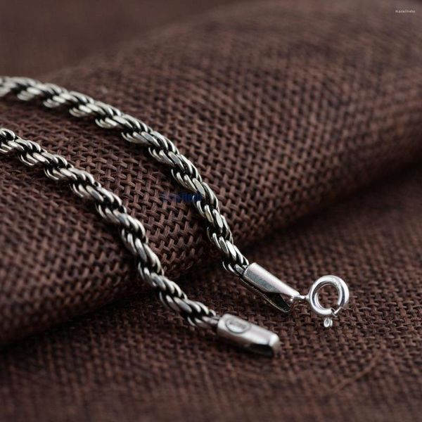 Chaînes S925 Argent Antique Thai Rétro Twist Piece En Gros Hommes Simple Chaîne Collier Mode